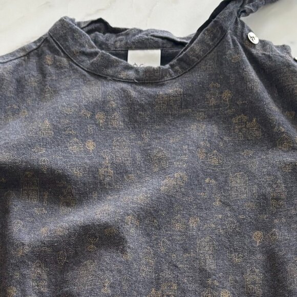 Girls Gray Print Cotton Blouse with Gold Buttons - Size 10 - Picture 11 of 11